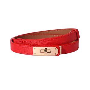 Adjustable Cherry Red and Gold Waist Belt